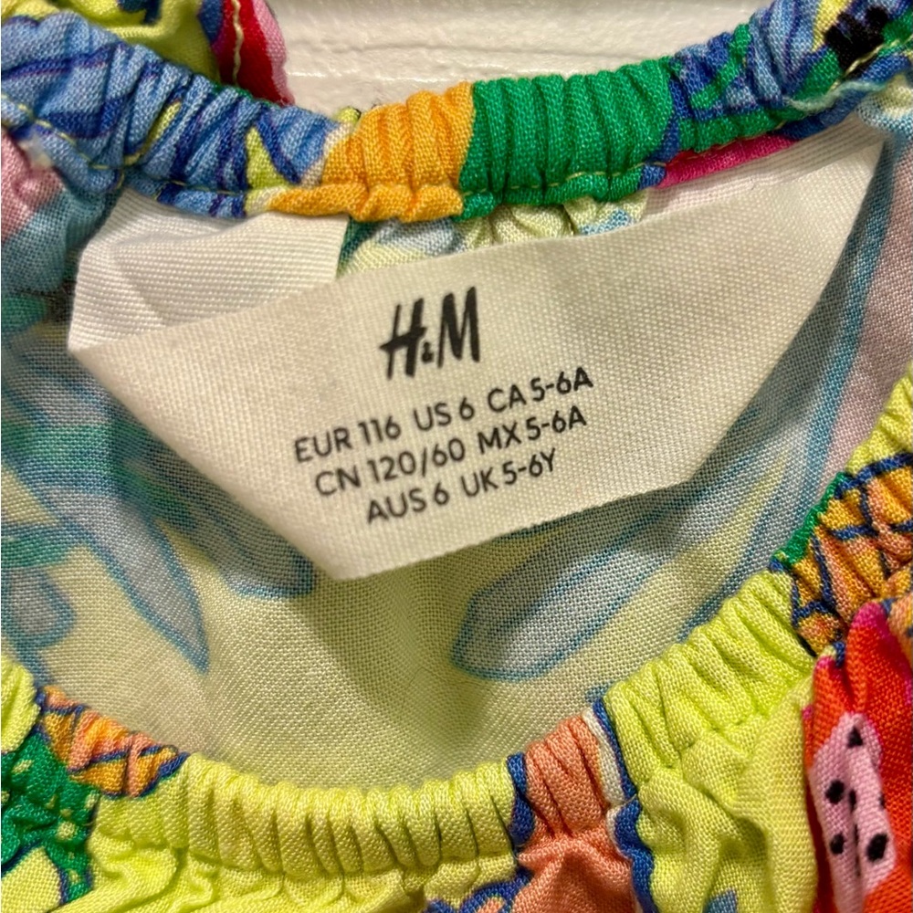 H&M Multicolor Parrots Pineapple Tropical Print Romper Kids 6 - Picture 5 of 7